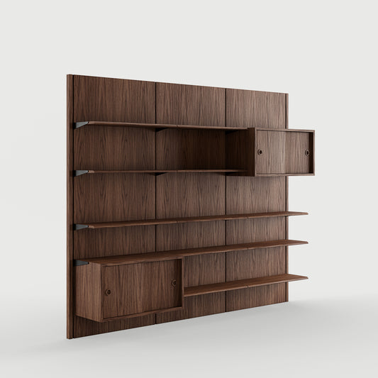 パネルシステム (3A - 3枚のパネル、11の棚と2つの小さな戸棚付き)