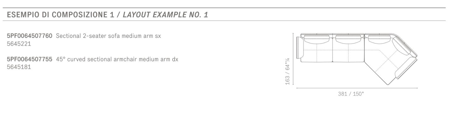 GET BACK - セクショナルレザー＆ファブリックソファ - コンポジション1