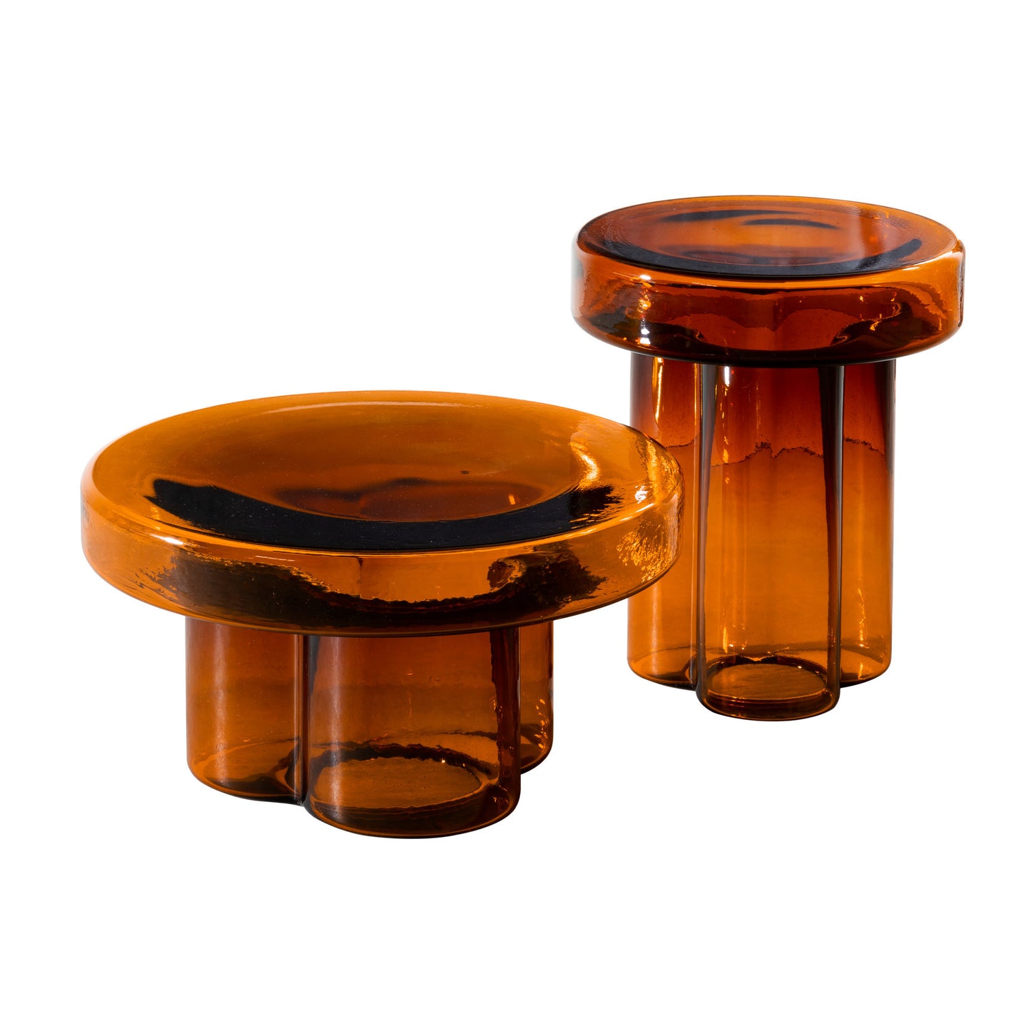 Soda - Round Blown Glass Coffee Table by Miniforms #Amber Blown Glass