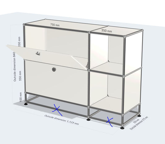 （カスタム）2x3モジュールサイドボード（2ドア）[W1100XD350XH(100+350+350)]
