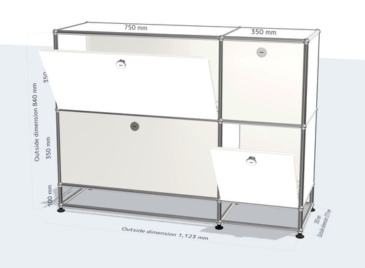 （カスタム）2x3モジュールサイドボード（4ドア）[W1100XD350XH(100+350+350)]