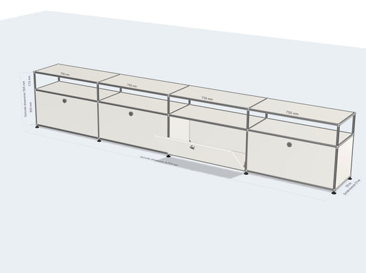 4x2モジュールサイドボード（下部4ドア＆1-1-1-1パネル）[W(750+750+750+750)XD350XH(350+175)]