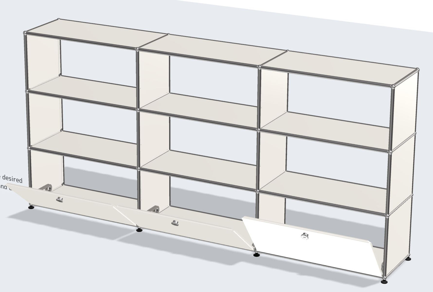 3x3モジュールハイボード（裏パネルなし、下段3door） [W(750+750+750)XD350XH(350+350+350)]