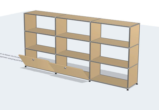 3x3モジュールハイボード（背面パネルなし、下段2door） [W(750+750+750)XD350XH(350+350+350)]