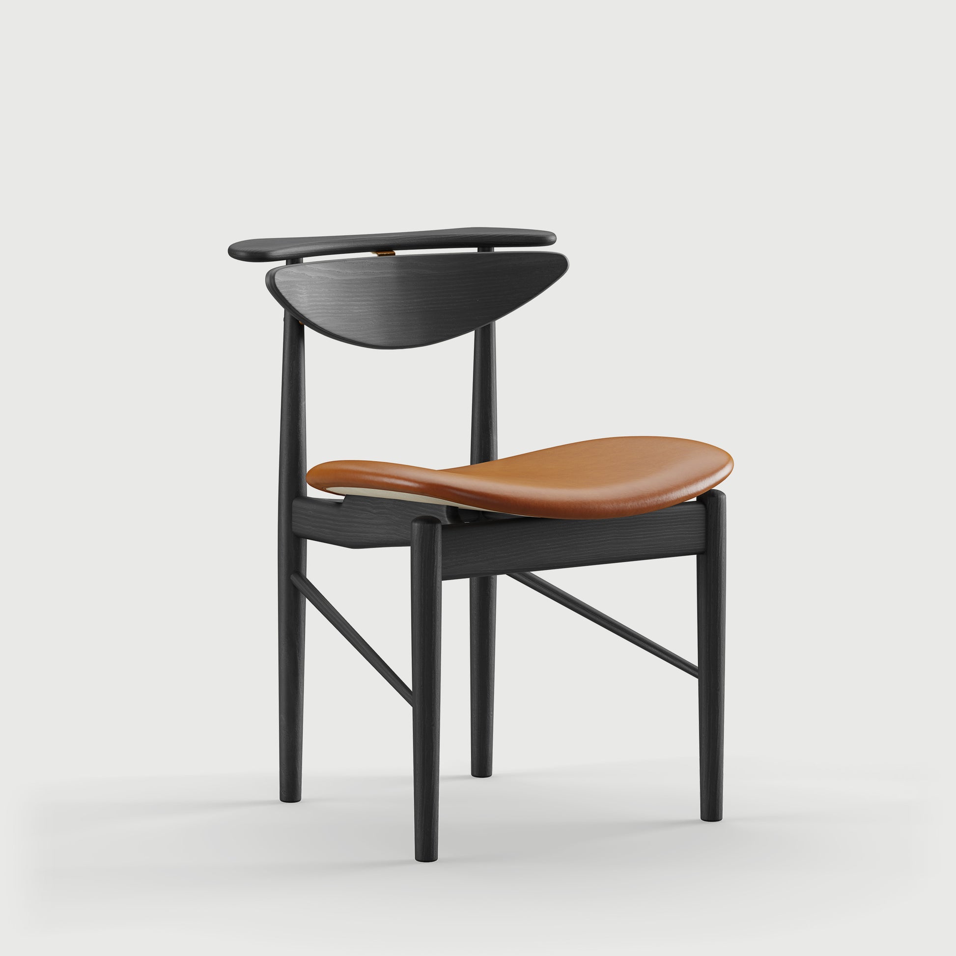 THE READING CHAIR by House of Finn Juhl #Oak Black Painted  / Vegetal | 95 | Cognac / Walnut 