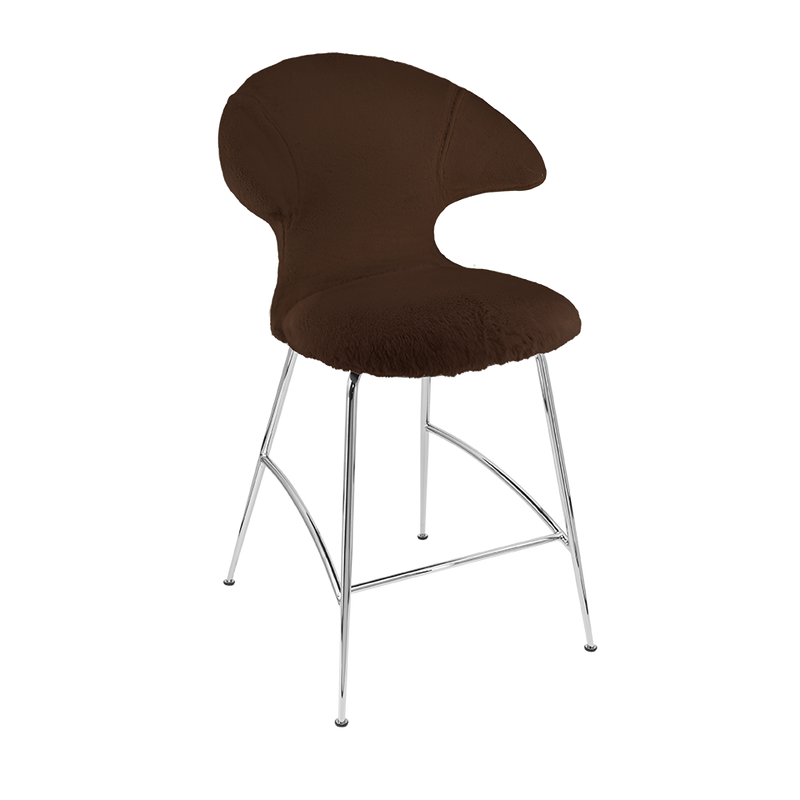 Time Flies Upholstered Counter Stool by Umage #Teddy Brown / Chrome
