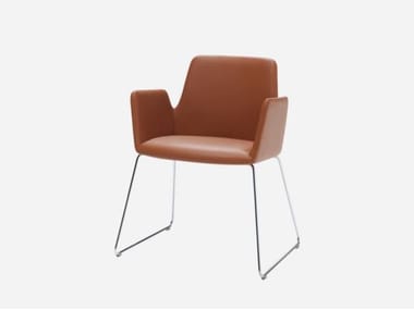 ALTEA - Sled base leather chair with armrests by Inclass
