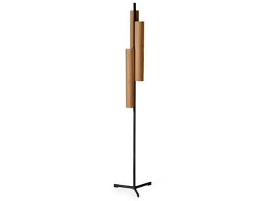 BLACK NOTE TRIPLET - Handmade wood veneer and metal floor lamp by LZF
