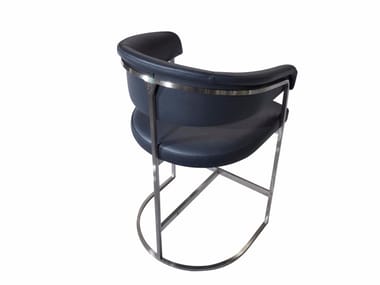 CLEM - High upholstered leather stool with back by Visionnaire