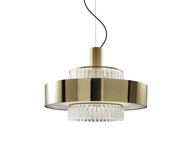 CRONO 734 - LED satin glass pendant lamp with crystals by Italamp