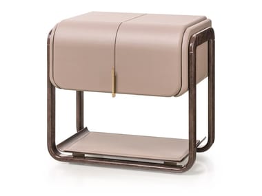ECLIPSE - Rectangular leather bedside table with drawers by Turri