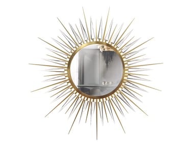 EXPLOSION - Round framed wall-mounted brass mirror by Luxxu