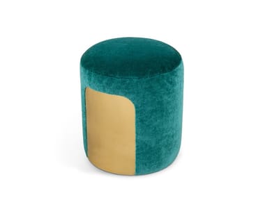 FITZGERALD - Upholstered round fabric pouf by Essential Home