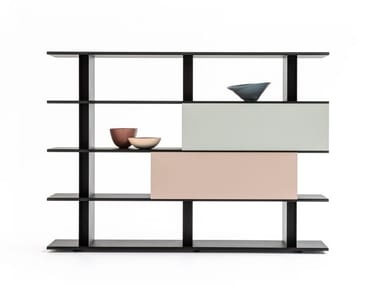 FRAME-SHIFT - Open sectional wood veneer bookcase by Moroso