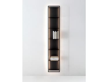 GAP - Wall-mounted floating bookcase with built-in lights by Porro
