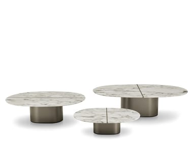 GIOTTO - Low oval marble coffee table for living room by I 4 Mariani