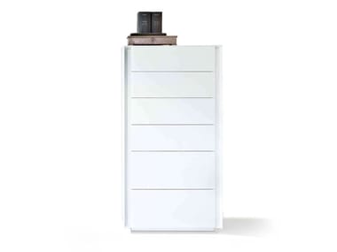 LUNA - Free standing lacquered chest of drawers by Lema