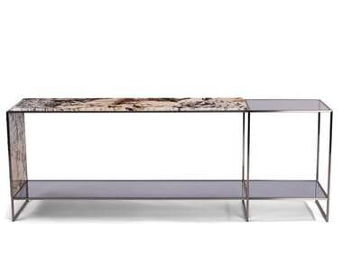 MONDRIAN - Rectangular marble console table with shelving by Visionnaire