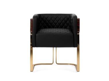 NURA - Sled base leather chair with armrests by Luxxu