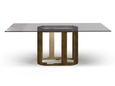 OASI - Rectangular glass and steel table by Cantori