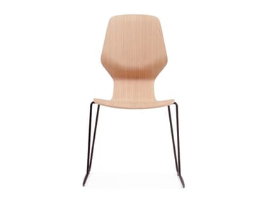 OBLIKANT - Sled base stackable plywood chair by Prostoria