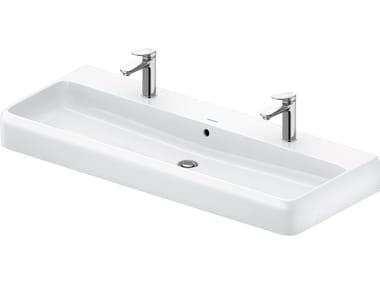 QATEGO - Double ceramic washbasin with overflow by Duravit
