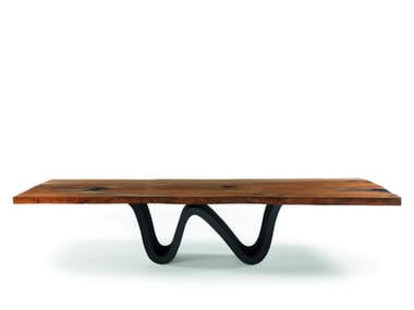 KAURI BREE E ONDA - Rectangular table with kauri solid wood and iron base by Riva 1920