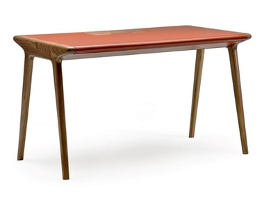 SCRIBA - Rectangular wooden and leather writing desk by Amura
