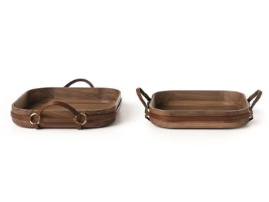 SELLERIA 01/02 - Square walnut tray by Arte Brotto