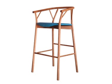VALERIE - High solid wood stool with armrests by Miniforms
