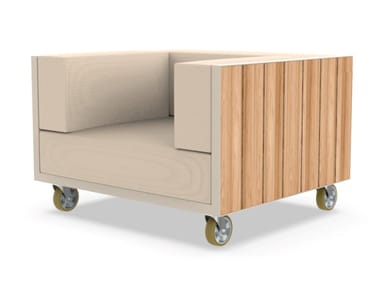 VINEYARD - Aluminium and wood garden armchair with armrests by Vondom