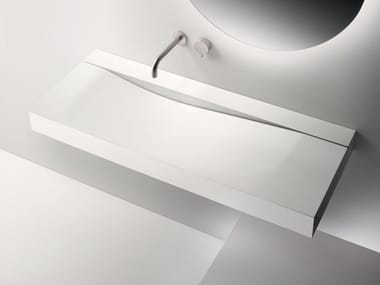 WAVE - Rectangular wall-mounted Cristalplant® washbasin by Falper