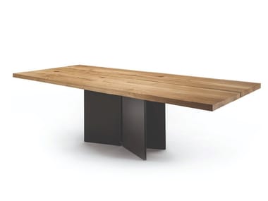 AMBO - Rectangular table with iron base and solid wood top by Riva 1920