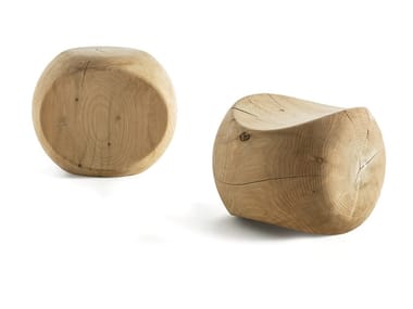 AMEDEA - Low tilting stool in solid cedar wood by Riva 1920