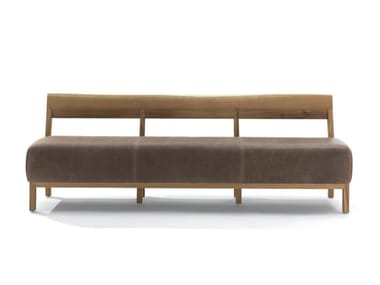 Betty - Leather and solid wood bench with back by Riva 1920
