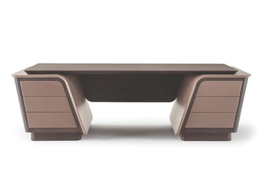 BLUES - Rectangular walnut executive desk with drawers by Turri