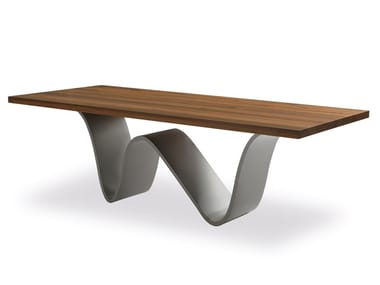 BREE E ONDA - Rectangular table with solid wood top and iron base by Riva 1920