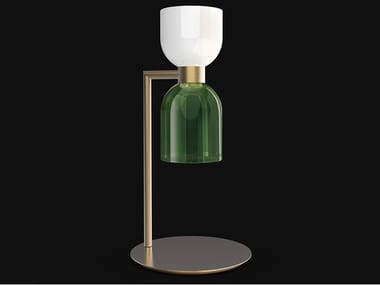 CATERINA 4026/LG - LED glass and bushed brass table lamp with dimmer by Italamp