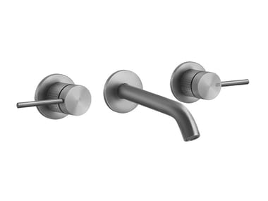 CESELLO - 3 hole wall-mounted stainless steel washbasin mixer by Gessi
