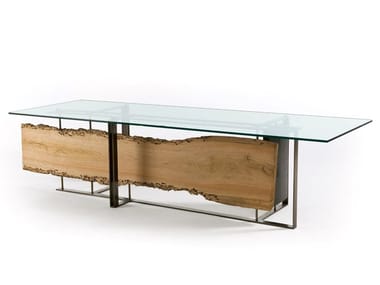 CORNICE - Rectangular wood and glass table by Riva 1920
