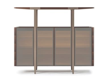 DOMUS - Wood and glass highboard with doors by Turri