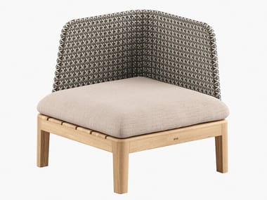 CALYPSO LOUNGE - Corner synthetic fabric an teak garden armchair by Royal Botania