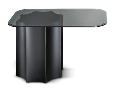 FLORIO - Rectangular glass and steel high side table by Cantori