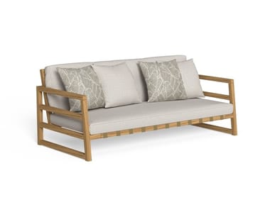 ALABAMA/WOOD - 2 seater fabric garden sofa with iroko structure by Talenti