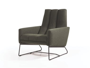 JACKIE - Sled base fabric armchair with armrests by Cantori