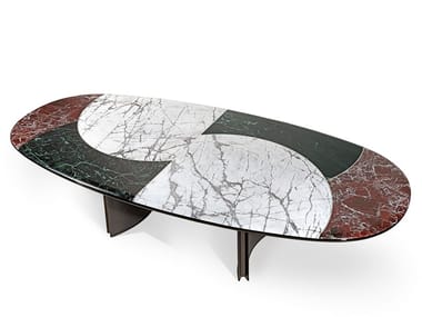 JASON - Oval marble living room table by Visionnaire