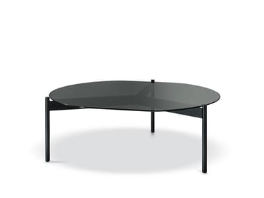 JOHNSON - Low round glass coffee table by Cantori