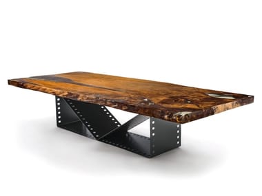KAURI CIAK - Rectangular table with Kauri solid wood top and iron base by Riva 1920