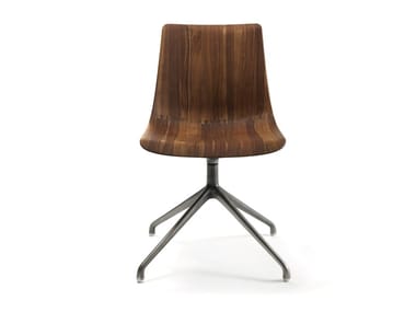 MATERIA - Swivel trestle-based solid wood chair by Riva 1920