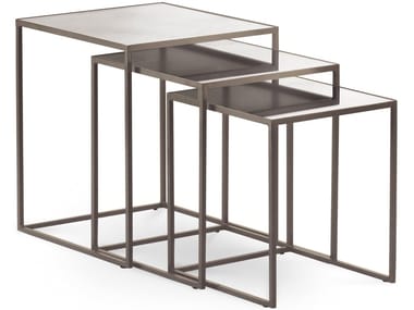 NARCISO - Stackable square mirrored glass coffee table by Cantori